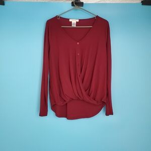 White Willow Boutique Blouse Size Medium Maroon